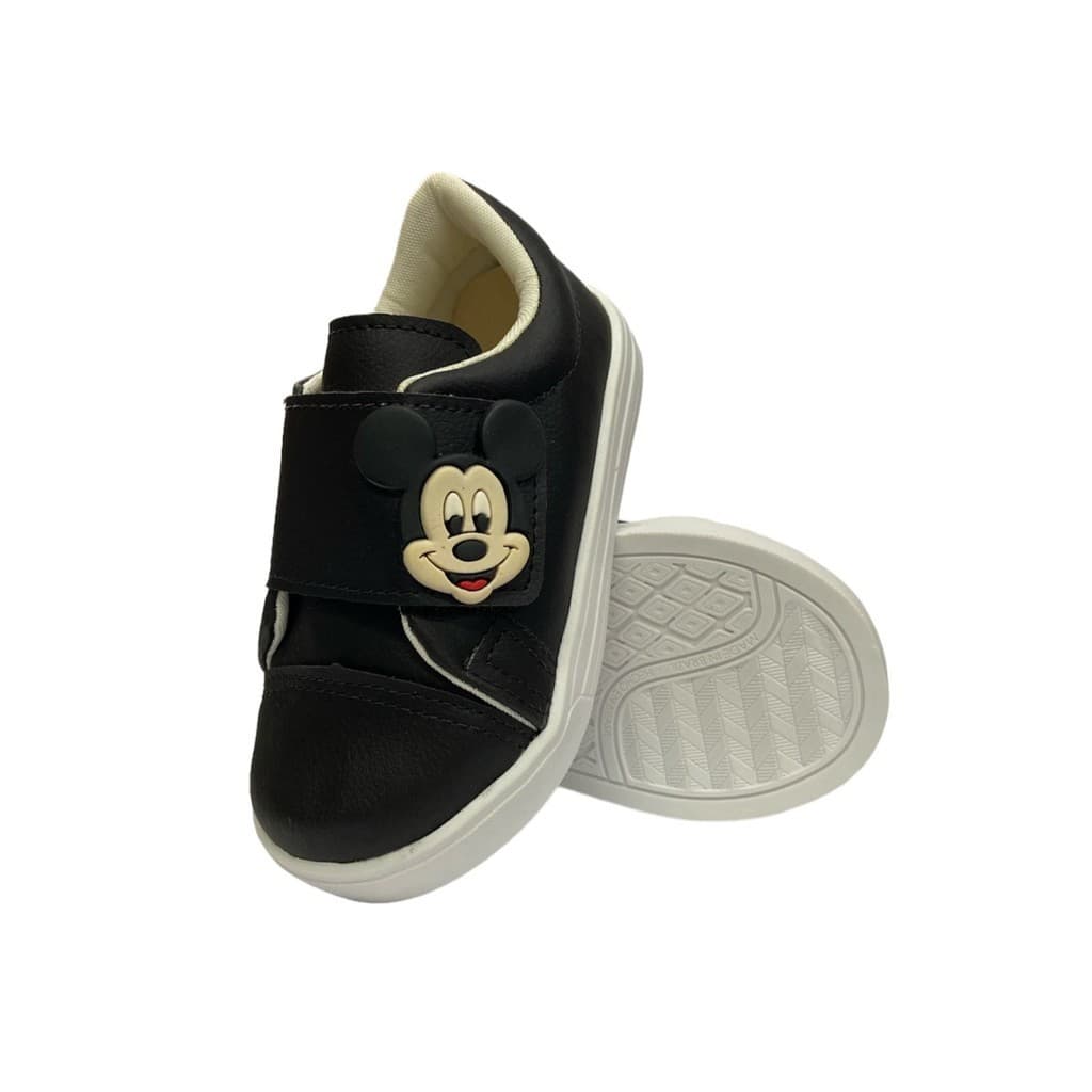 Tênis Infantil Menino Preto Rosto Mickey Confortável