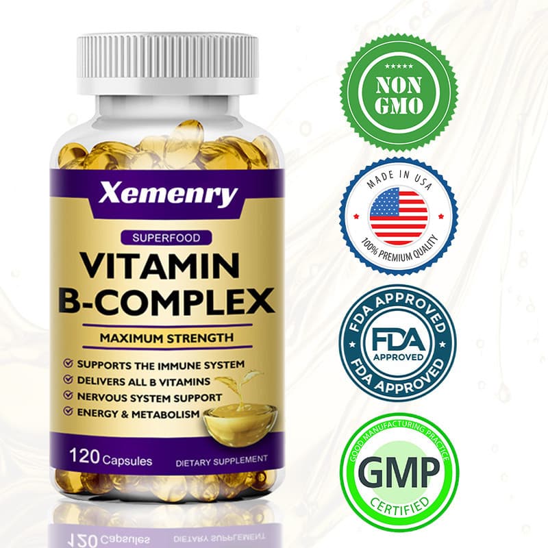 Cápsulas De Vitamina B-Alta Qualidade , Alto Teor , Adequadas Para Homens E Mulheres , Feitas Nos Eua