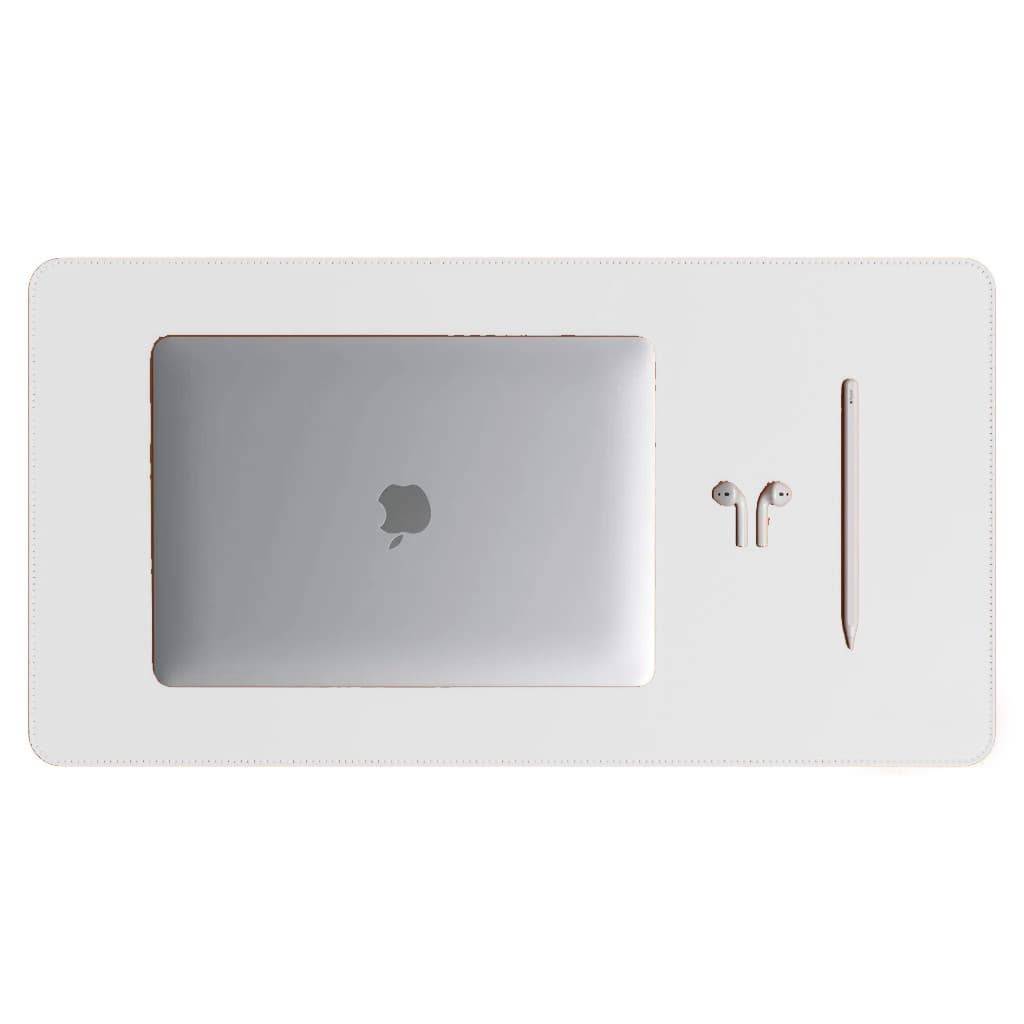 Mouse Pad Gigante Couro Sintético Branco Premium