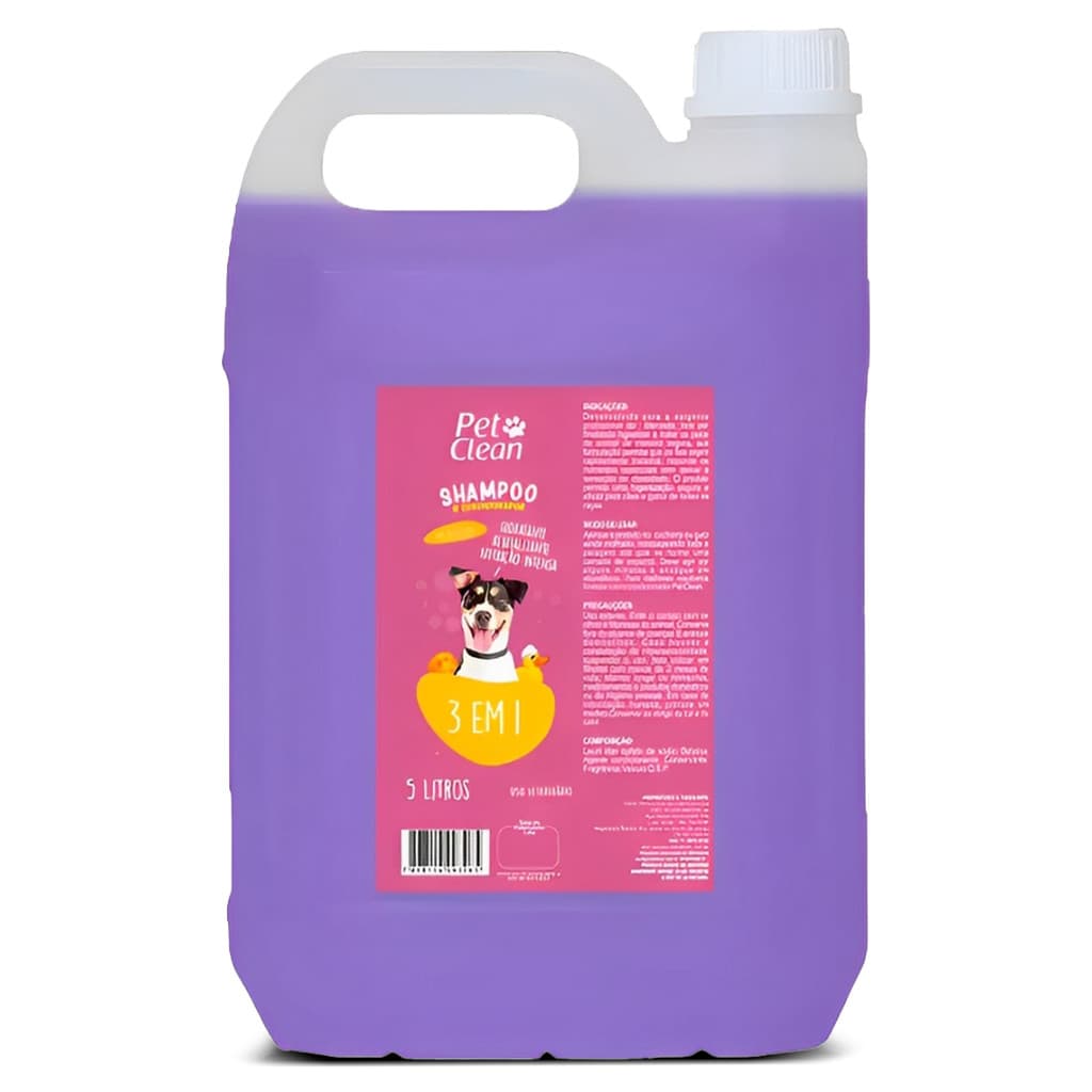 Shampoo e Condicionador 3 em 1 Pet Clean Cães e Gatos 5L