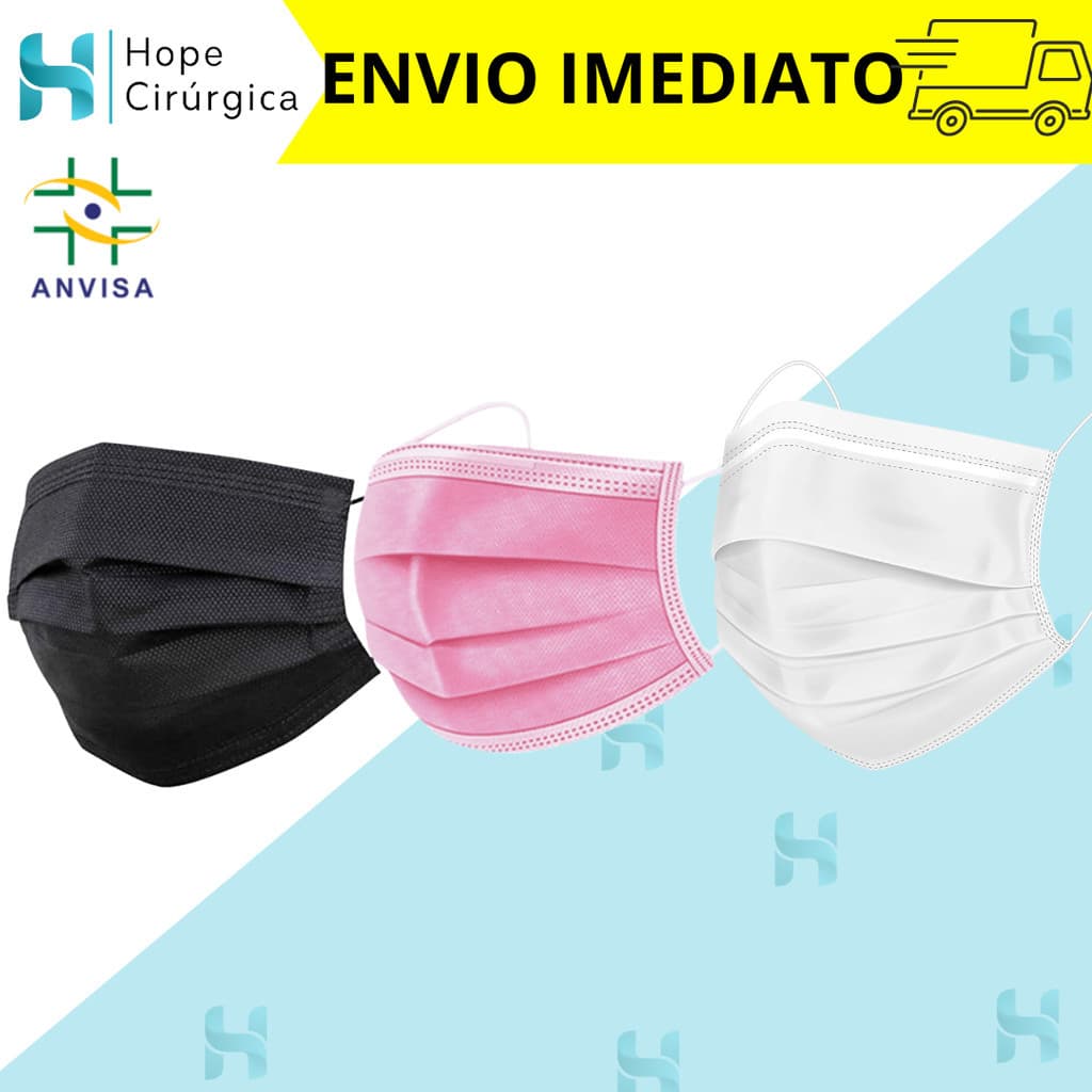 Máscara Descartável Tripla com Elástico Premium - Cores Variadas!