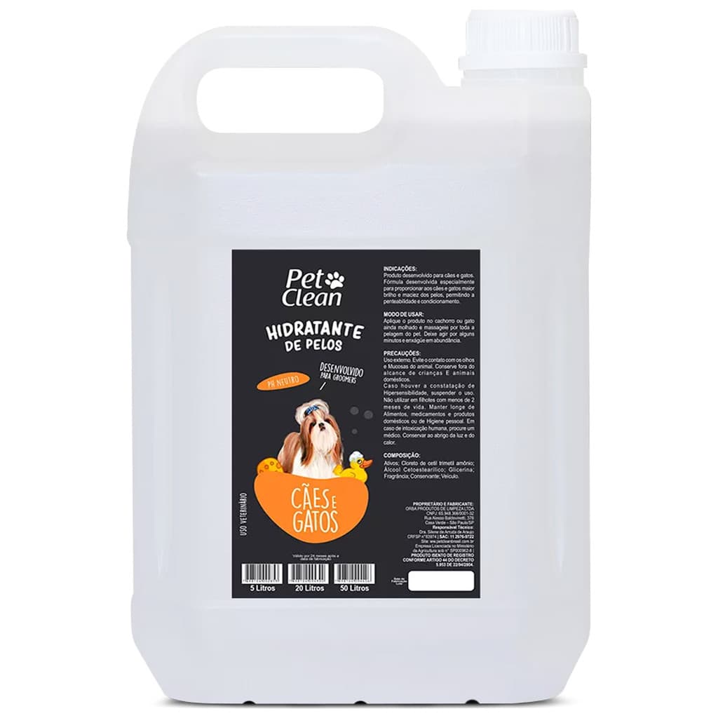 Creme Hidratante Pet Clean Cães E Gatos galão de 5 Litros