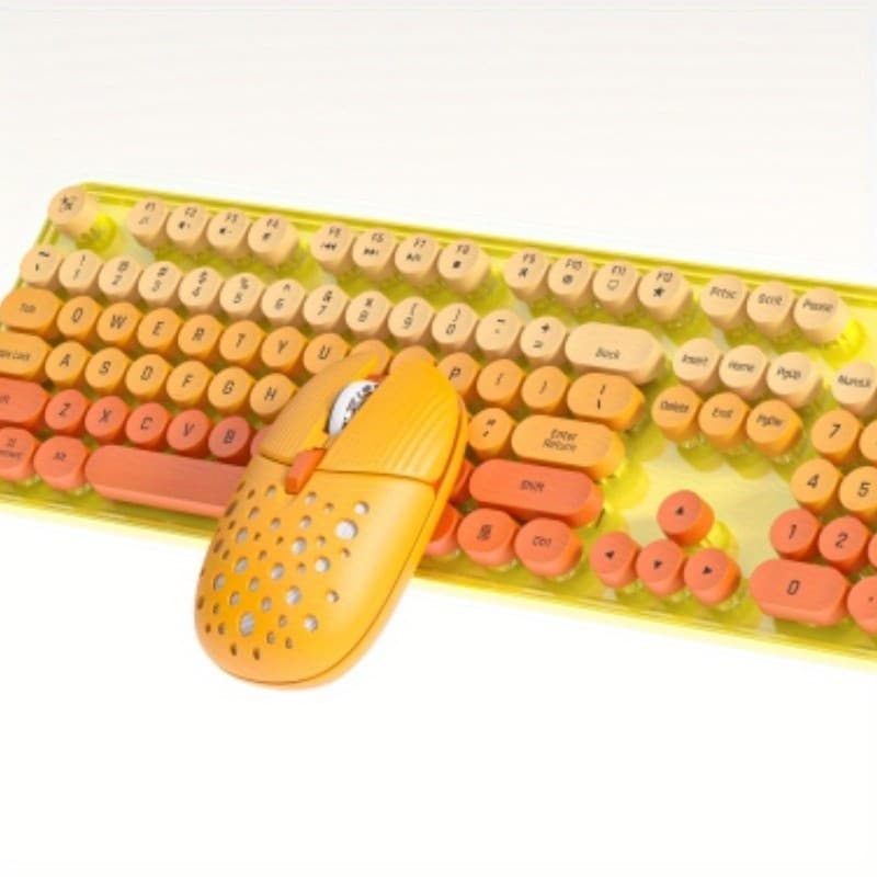 Conjunto Sem Fio Yellow Duck Mini Teclado E Mouse 2.4G Pacote