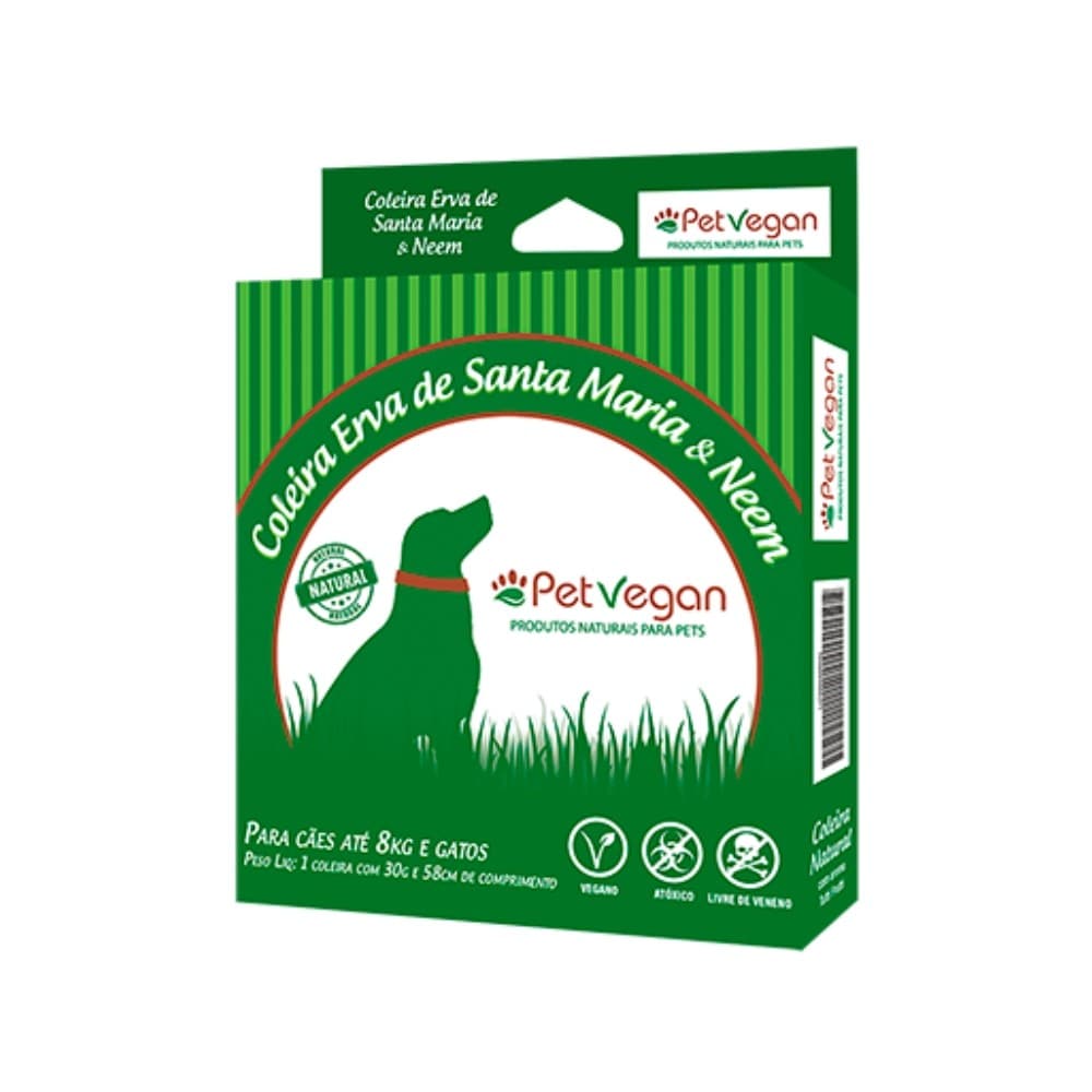 Coleira Repelente Natural de Erva Santa Maria e Neem para Cães e Gatos - PetVeg
