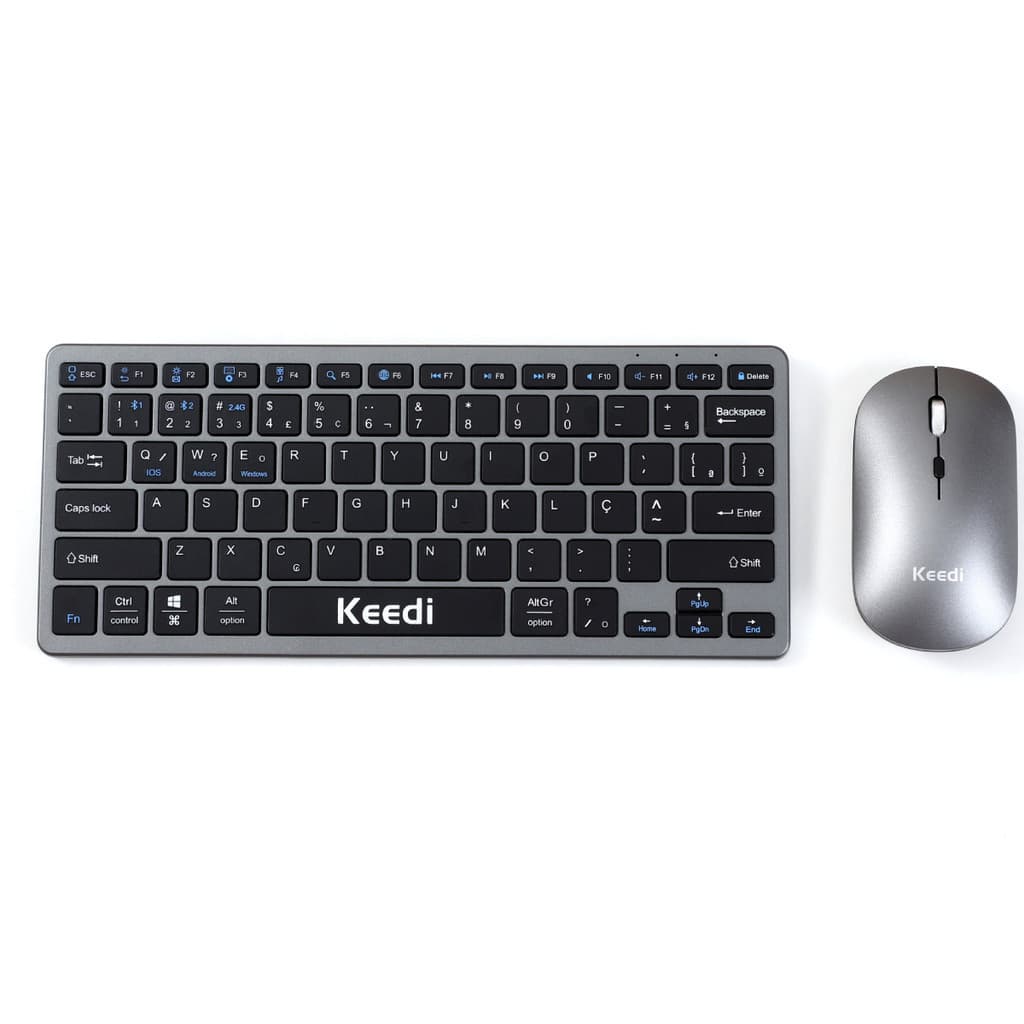 Kit Teclado e Mouse Sem Fio 2.4GHz Slim Compacto Silencioso USB Nano Keedi KEEDI-TEC817