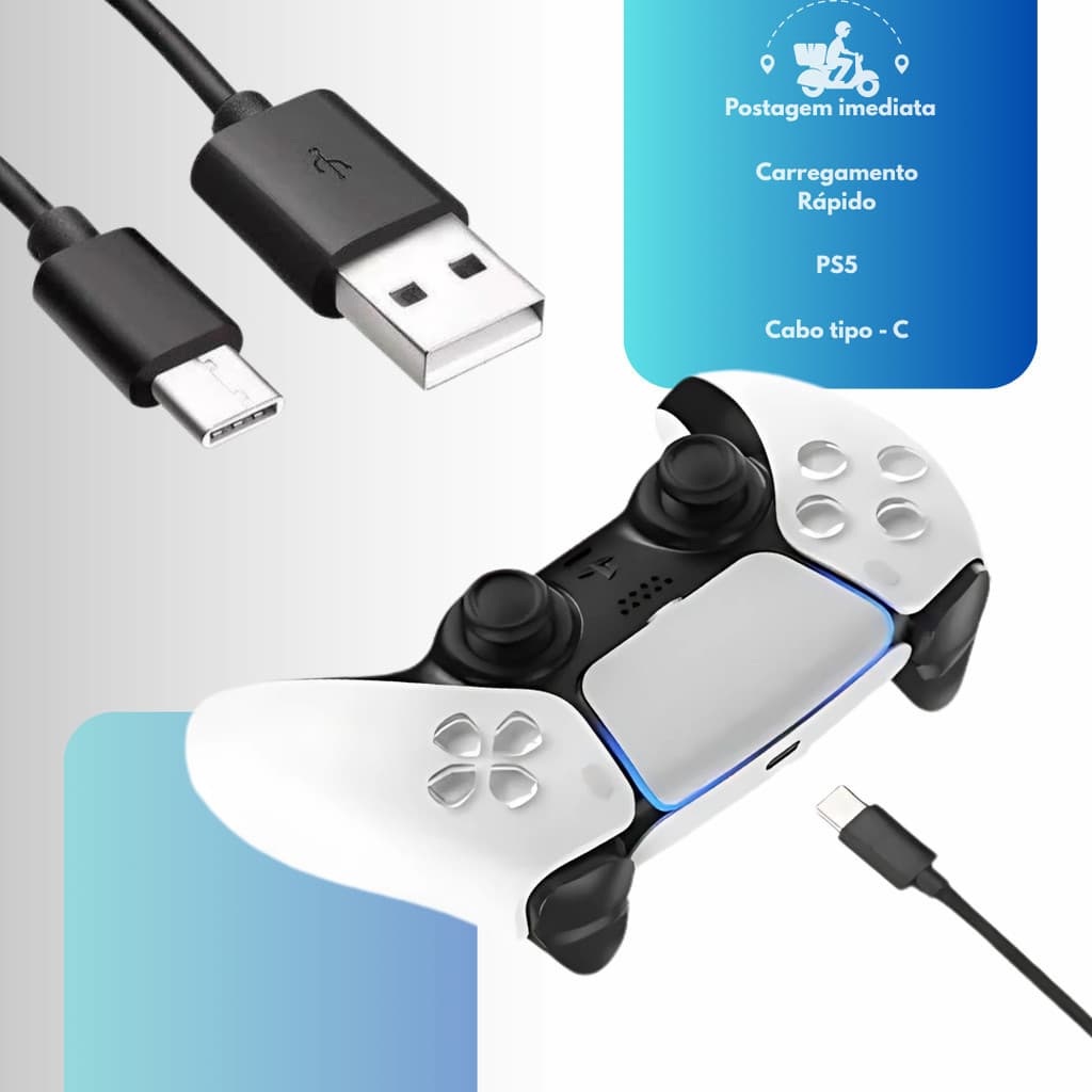 Cabo Controle do PS5 Cabo Tipo C | Cabo para PS5 Xbox Celular