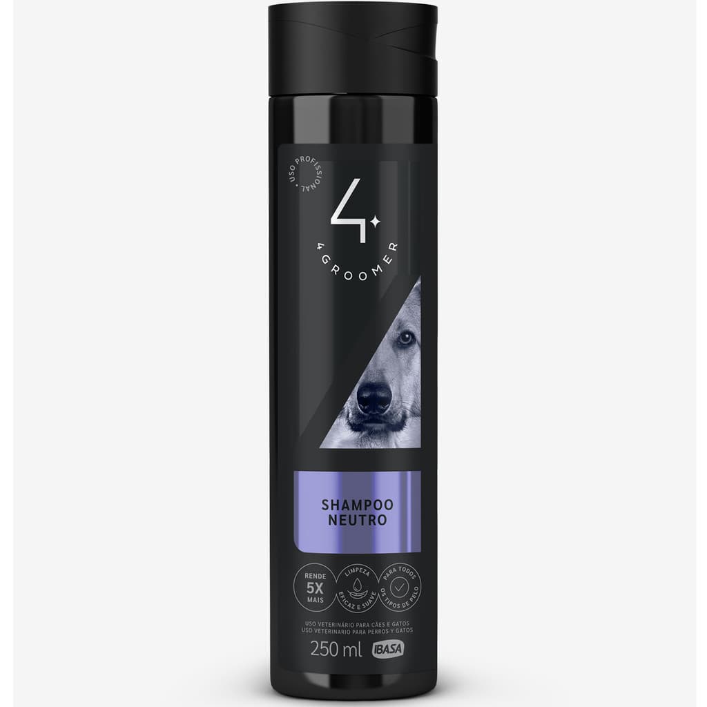 Shampoo Groomer Neutro Ibasa 250ml para Cães e Gatos – Limpeza Suave para Pelos e Pele Sensível