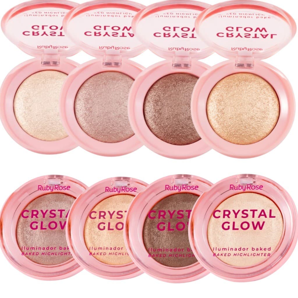 Iluminador Crystal Glow Ruby Rose - 6,5g Alta fixação e Pigmentação.