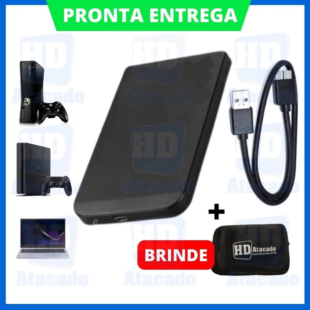 HD Externo 500GB USB 3.0 Tipo SSD Portátil de Console, Xbox, PS4, Notebook – Armazenamento Rápido