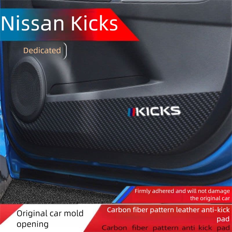 Nissan Kicks Porta Anti Kick Pad Sujeira Esteira Acessórios Interiores Peças De Fibra Carbono Guarnições Para 2021 2022