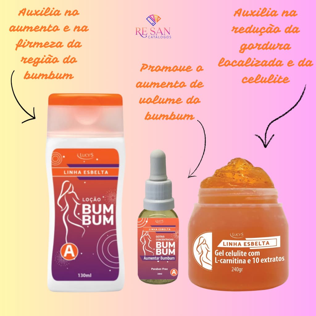 KIT AUMENTA BUMBUM GEL LOÇÃO FIRMADORA GOTAS CONCETRADAS HIDRATA COMBATE A CELULITE REDUZ A FLACIDEZ