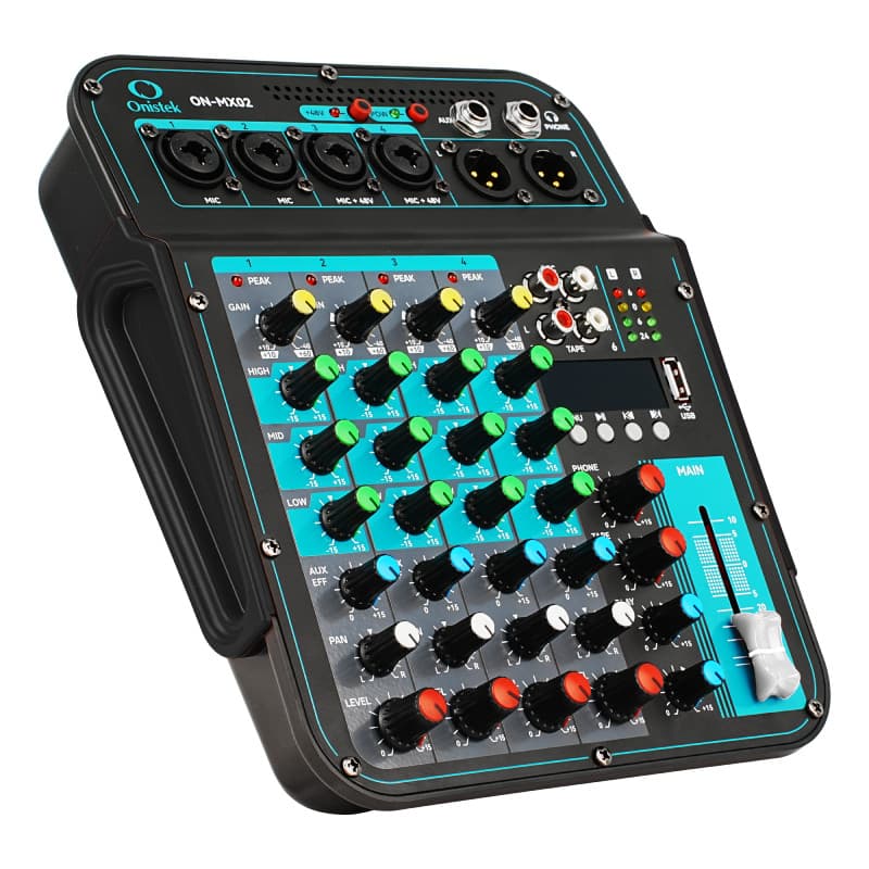 Mesa de Som 6 Canais Compacta Efeitos Phantom Power Onistek ON-MX02
