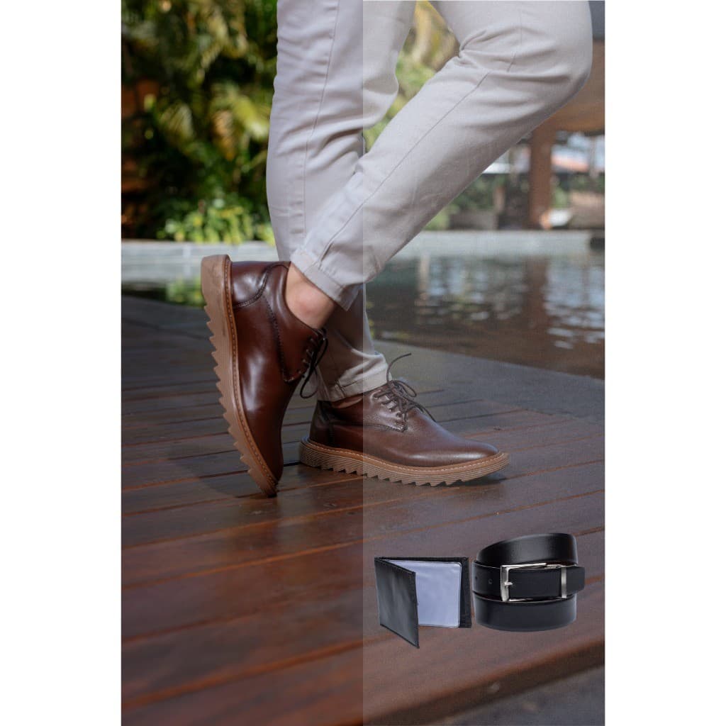 Sapato Social Oxford Luca Cinto Carteira Tratorado Confortável Masculino Social Brogue Dia dos Pais