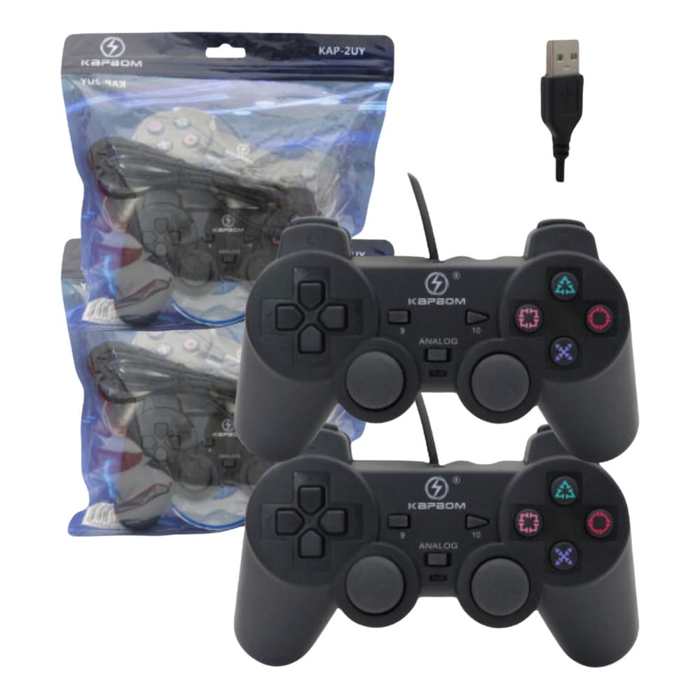 Kit 2 Controles USB Kapbom Joystick para PC/Notebook/Jogos Retrô