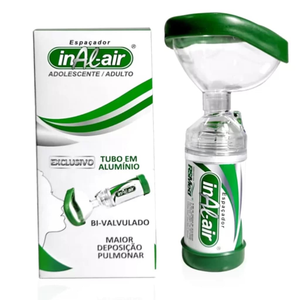 Espacador Ina-air Para Bombinha de Asma Adulto Adolescente Inalador Adulto Tubo Aluminio Rsmed