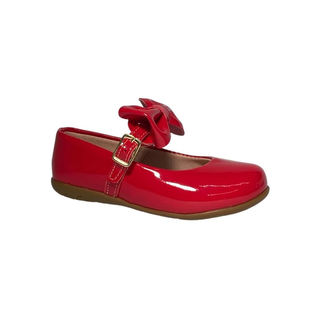 Sapatilha Infantil Menina Vermelho Enfeite Laço 20 Ao 34