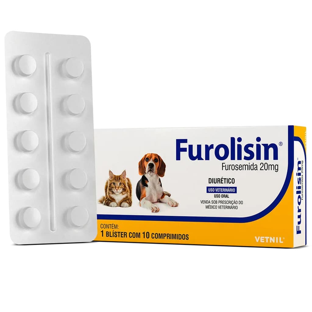 Diurético Furolisin 20mg Cães E Gatos C/ 10 Comprimidos