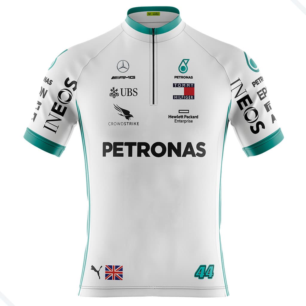 Camiseta Ciclismo Masculina Dryfit Proteção UV Bike MTB Speed Manga Curta Petronas Branca