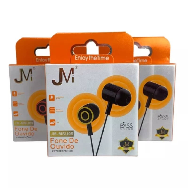KIT 04un Fone Com Fio Preto Entrada P2 Fino Discreto Modelo JM-MSU09