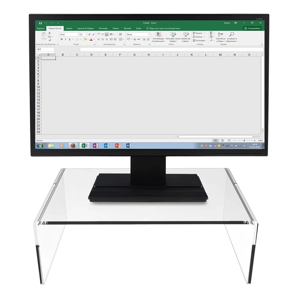 Suporte Monitor Acrílico Moderno Ergonômico Resistente Organizador Mesa Sofisticado