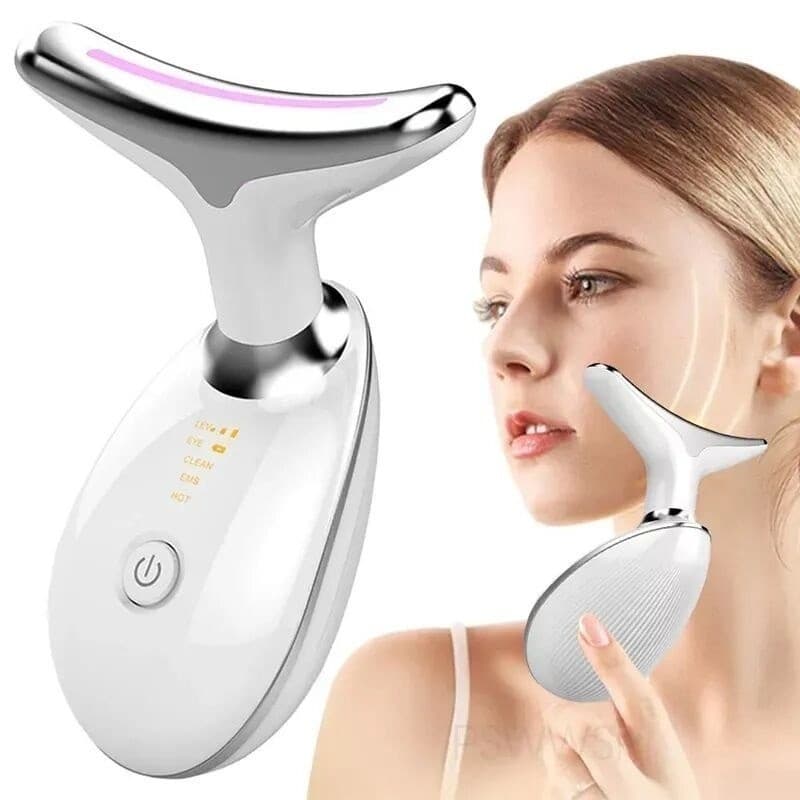 Massageador Eletrico Facial Drenagem Lift Com Luz Vermelha Pulsante 3 Modos Bateria Inclusa