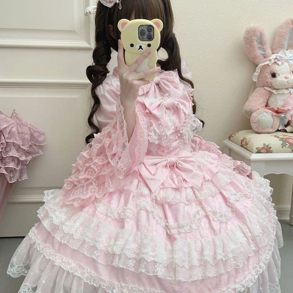 Design Original vestido Lolita lindo flor casamento jsk vestido estilingue feminino