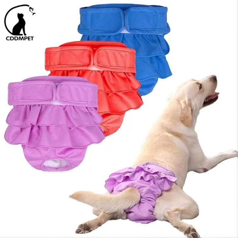 【Pronta Entrega】 Fralda Fêmea Calcinha Higiênica Lavável Reutilizável Cio Absorvente Cães Grandes