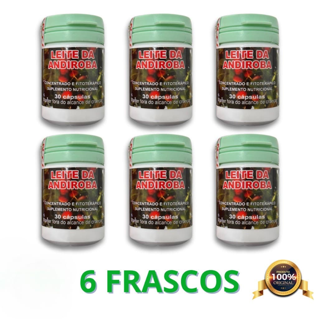 Kit com 6 Unidades Leite Da Andiroba Concentrado Suplemento Original 30 Cápsulas