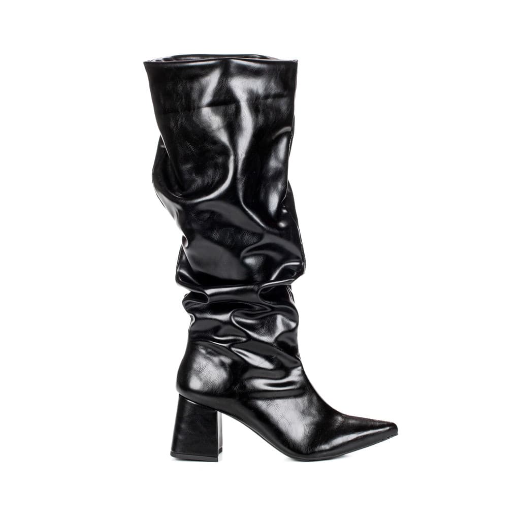 Bota Feminina Montaria Cano Longo Enrugada Madrid Preto