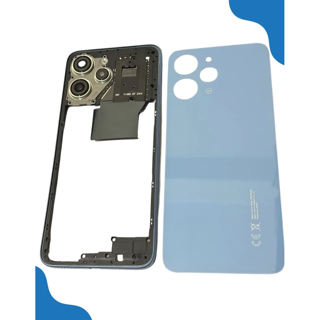 Carcaça Lateral + Tampa Traseira Para Redmi 12 4g Azul