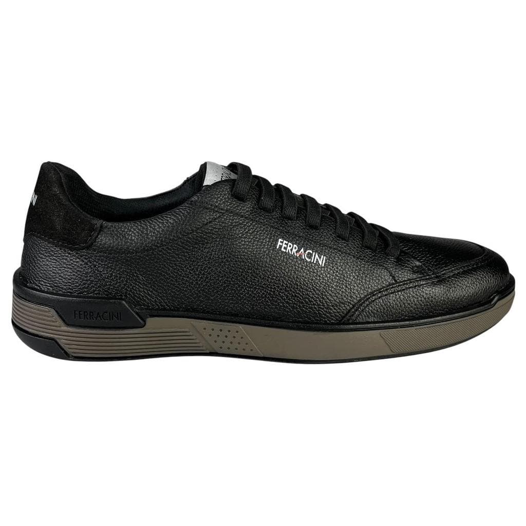 Sapatênis Ferracini Milan Masculino Couro Legítimo Elástico Preto Original
