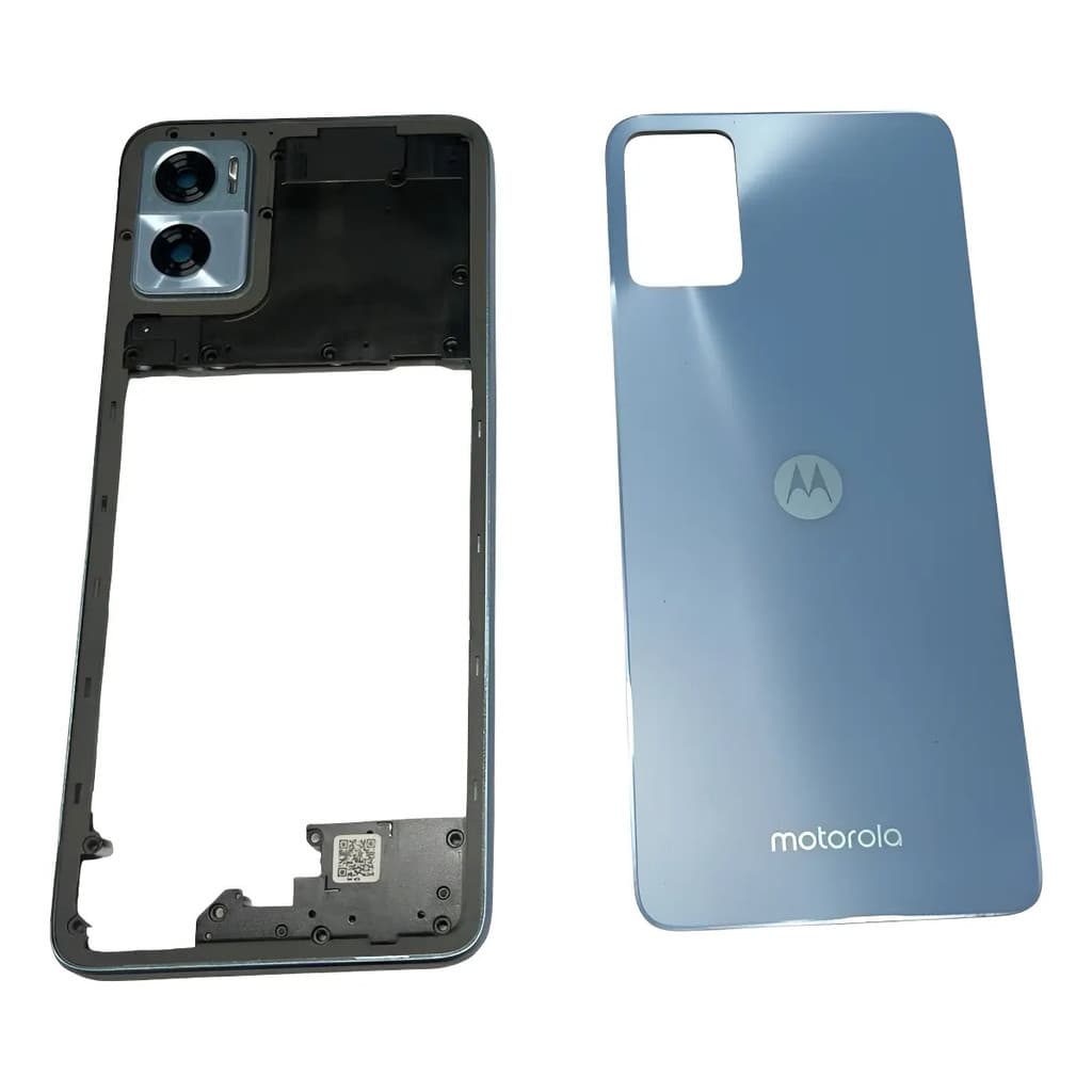 Carcaça Lateral + Tampa Traseira Para Motorola E22 Azul