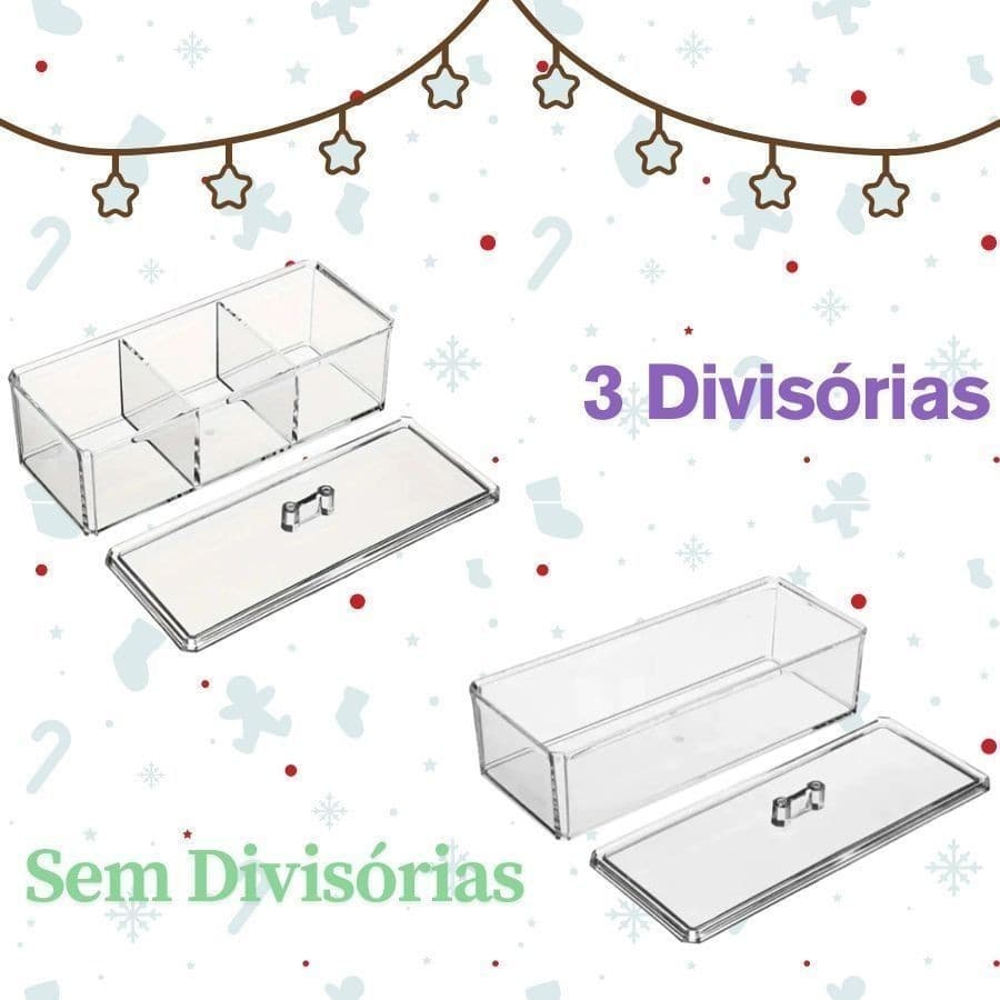 Cesto Organizador De Maquiagem Algodão Cotonete 23x9,5 Transparente Acrílico Com Tampa Brinco Caixa