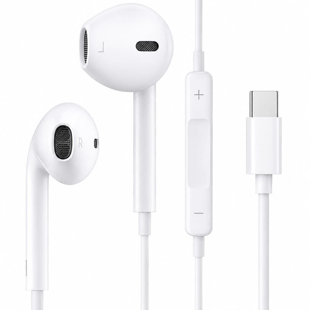 Fone de Ouvido Tipo-C USB-C com Microfone Compatível iPhone 15/16 e Android