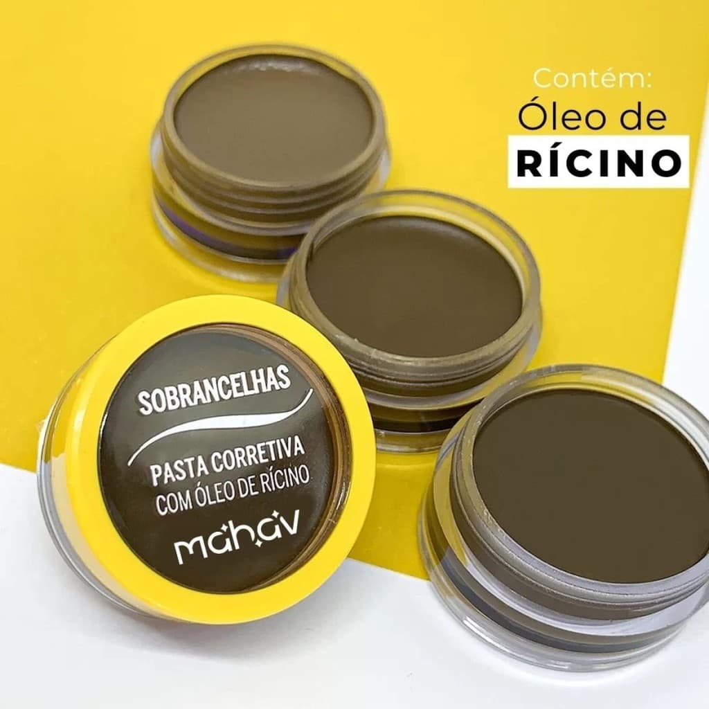 PASTA CORRETIVA PARA SOBRANCELHAS COM ÓLEO DE RICINO MAHAV (MAKE)