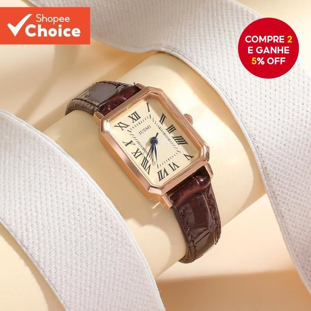 Relógio Chique Vintage Pequeno Quadrado Com Pulseira De Couro Para Mulheres , Uso Diário , Festa De Escritório