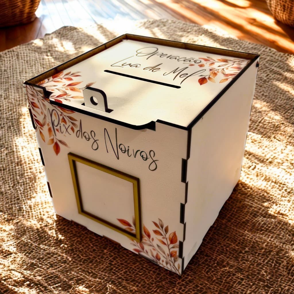 Caixa PIX Casamento Operação Lua de Mel – Estampa Flores Terracota