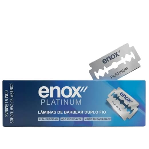 Kit 20 Cartuchos Com 5 Lâminas Enox Platinum Lâminas De Barbear Duplo Fio Ref 1811