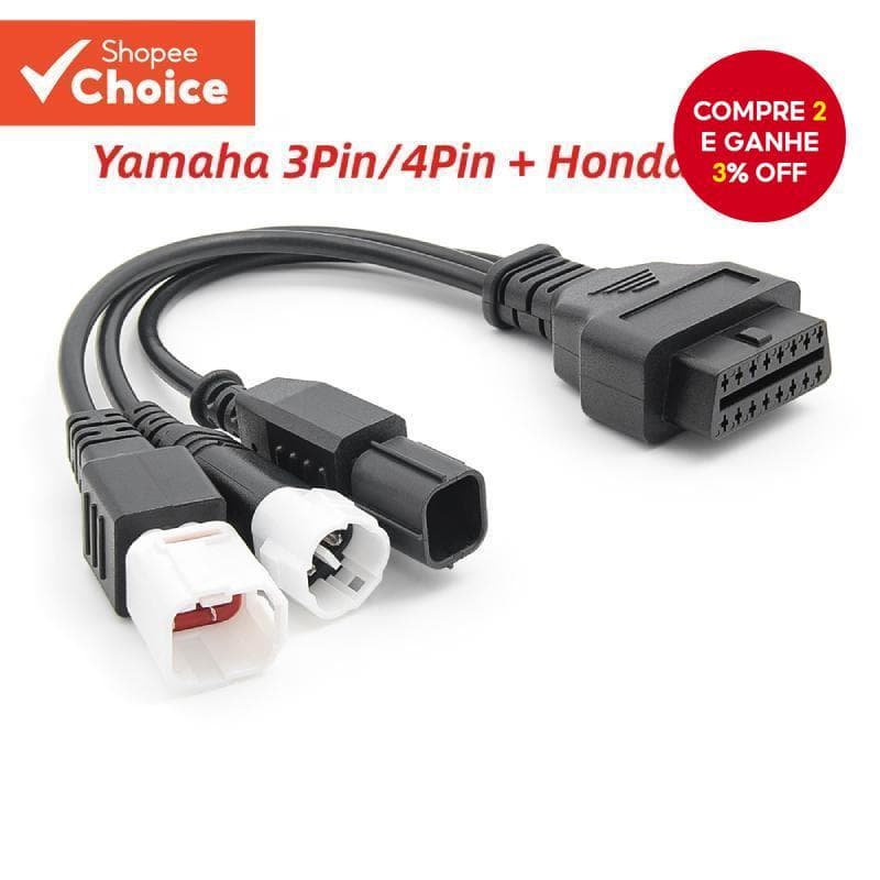 3 Em 1 Conector OBD 3PIN & 4PIN para Yamaha e Honda Motocicleta com Cabo de Diagnóstico de Extensão
