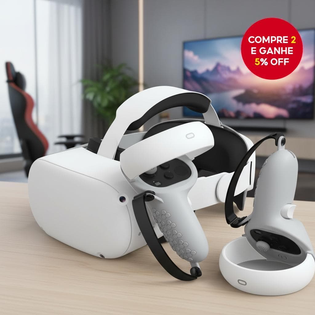  Apertos de Controle VR para Oculus Meta Quest 2: Capa Antiderrapante e Tampas de Joystick, Acessórios, 1 Par, Cinza