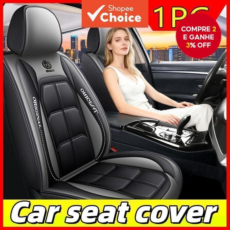 Capa de Assento Universal em Couro PU Conjunto Completo Almofada de Luxo Impermeável Protetor de Assento para Carro