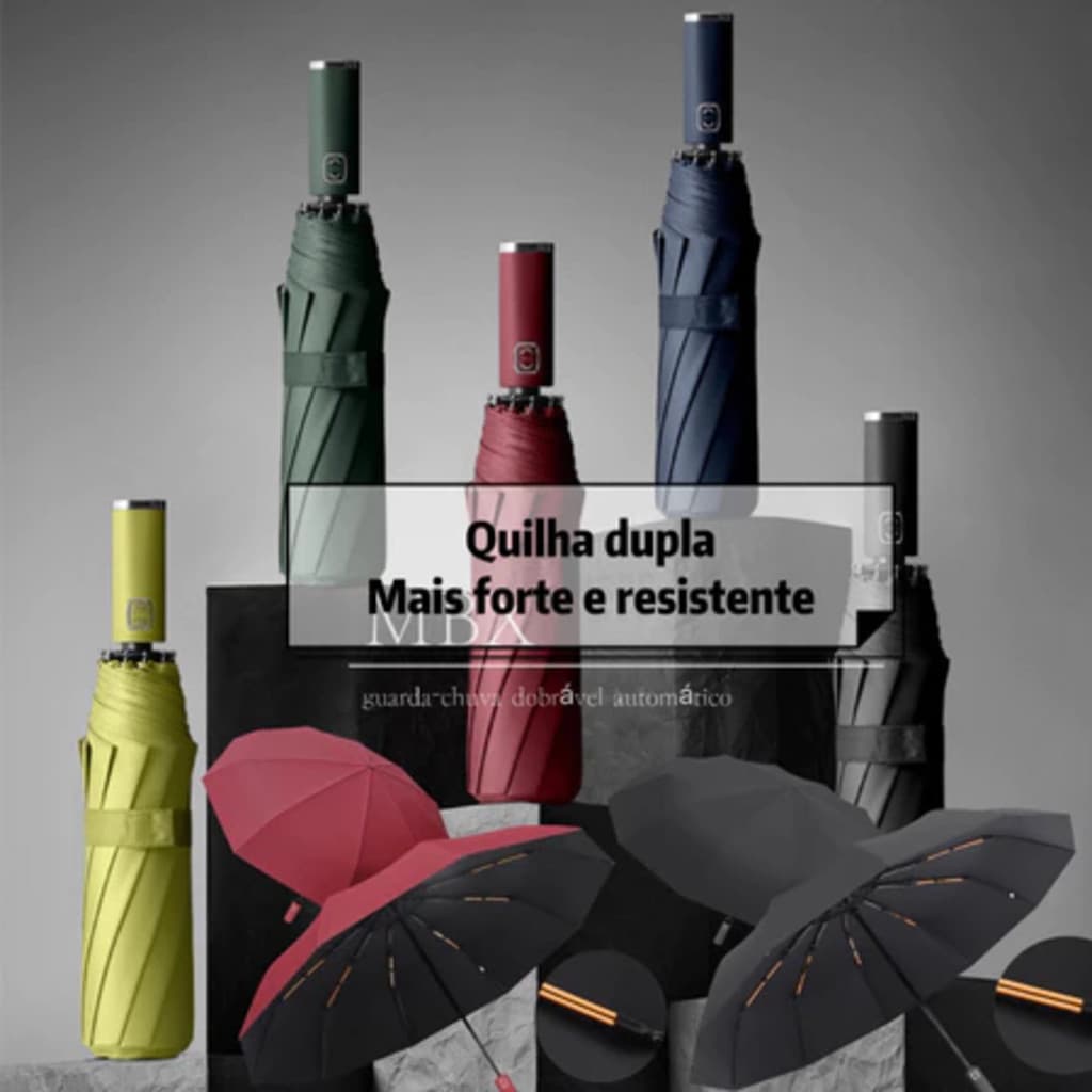 12 Hastes Guarda Chuva Automático Sombrinha Grande Proteção Solar UV Reforçado Dobrável colorido