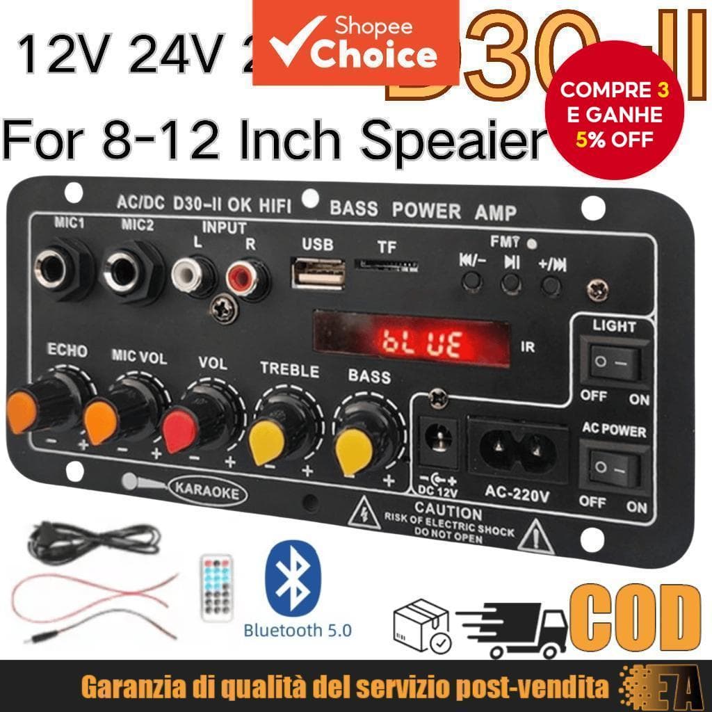 D30 D10 amplificador amplificador de alta potência 12V24V com bluetooth com display digital áudio do carro