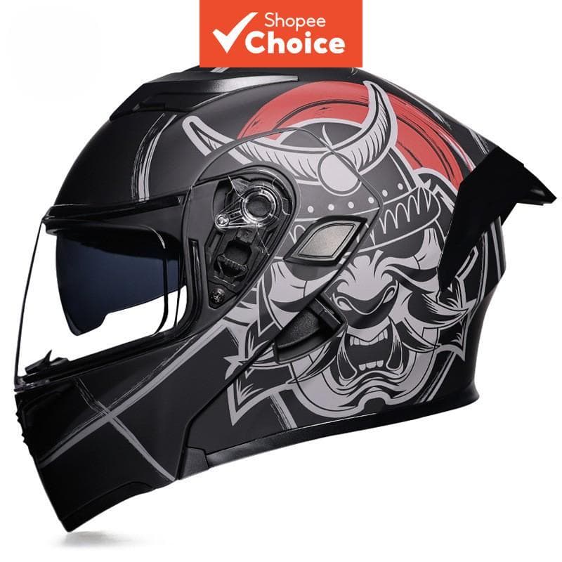 Capacete Modular Flip-Up Para Motocicleta Com Lentes Duplas Racing Shield Pirate Edition