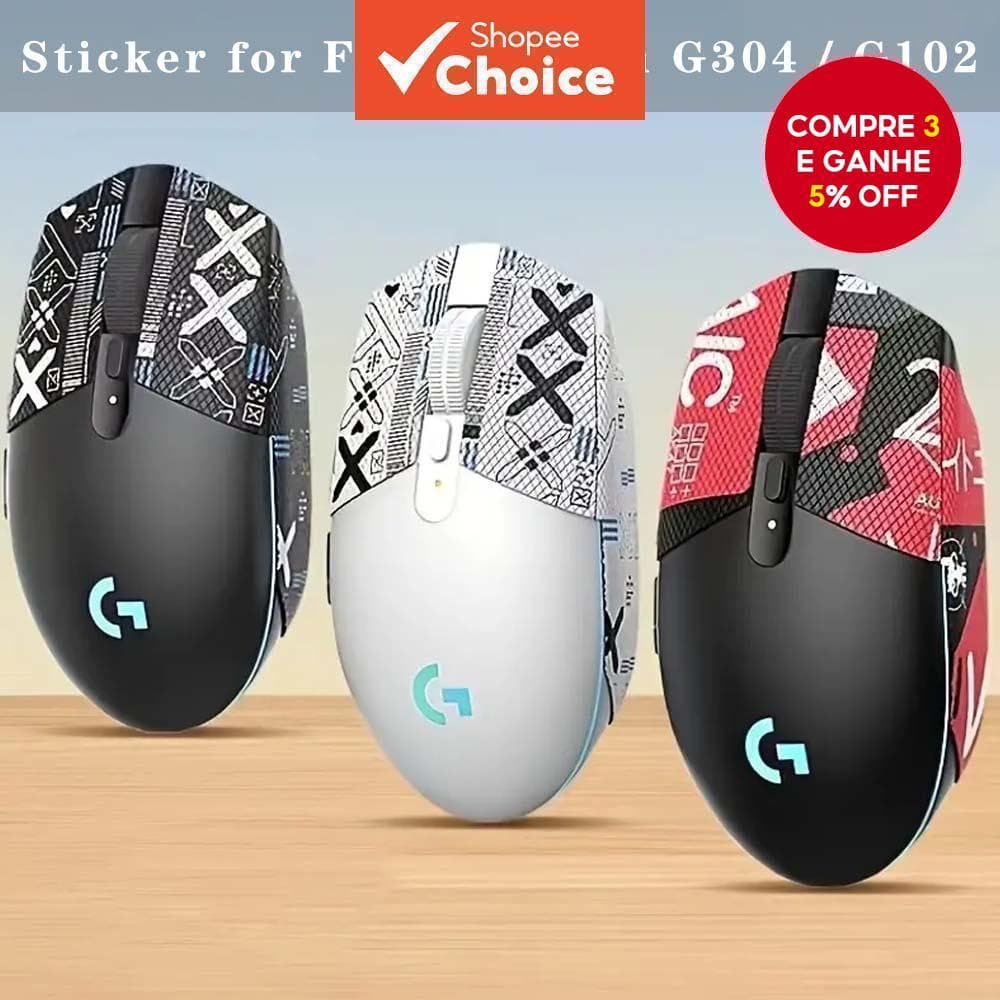 Fita Antiderrapante Compatível com Mouse Logitech G304/G102, Adesivos Protetores Macios e Não Pegajosos