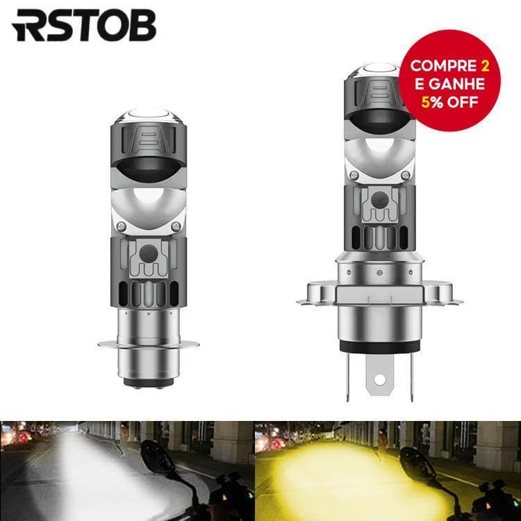 Lâmpada LED P15D T19 RSTOB 12V 12W Super Brilhante Luz Branca para Farol de Motocicleta