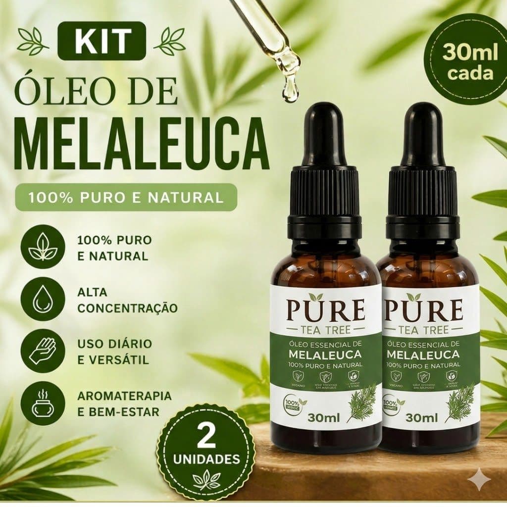Kit 2 Óleos de Melaleuca 100% Puro – Rotina de Cuidados  30ml