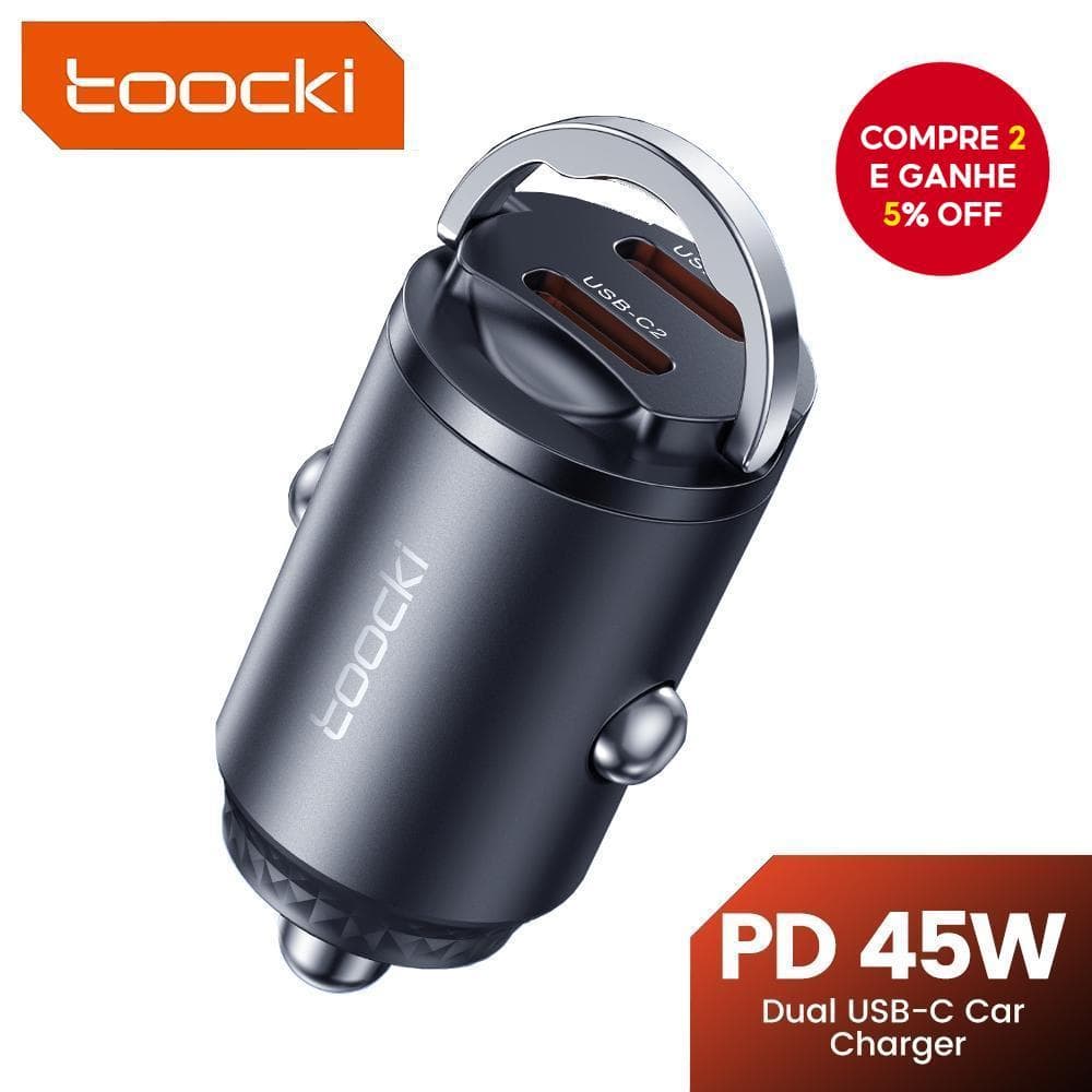 Carregador Usb C Toocki Mini Qc30 Pd 45w Super Rápido Para Samsung E Huawei