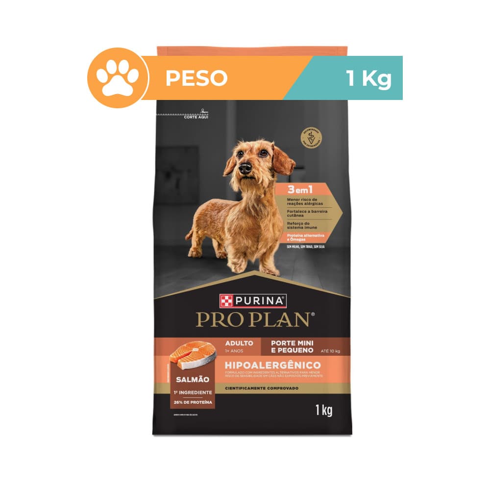 Ração Pro Plan Salmão Hipoalergênico Cães Pequenos 1kg