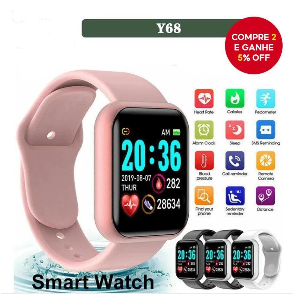 Y68 D20 Macaron Smartwatch Relógio Inteligente Digital Fitness E Monitor De Pressão Arterial Para Xiaomi Android Ios Ori